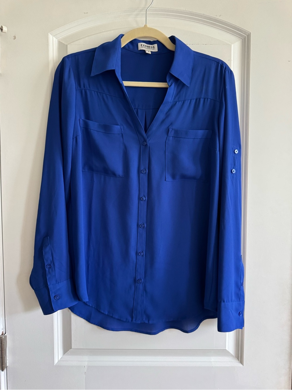 Express | The Portofino Shirt Royal Blue Long Sleeve Size Medium
